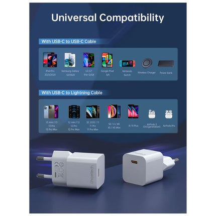 Choetech PD5010 PD20W GaN USB-C Wall Charger - High-Speed Charging, Compact Design
