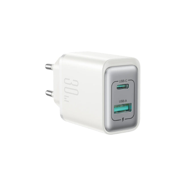 JOYROOM JR‑TCF15 30W dual‑port fast charging adapter with USB‑C PD and USB‑A QC outputs